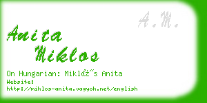 anita miklos business card